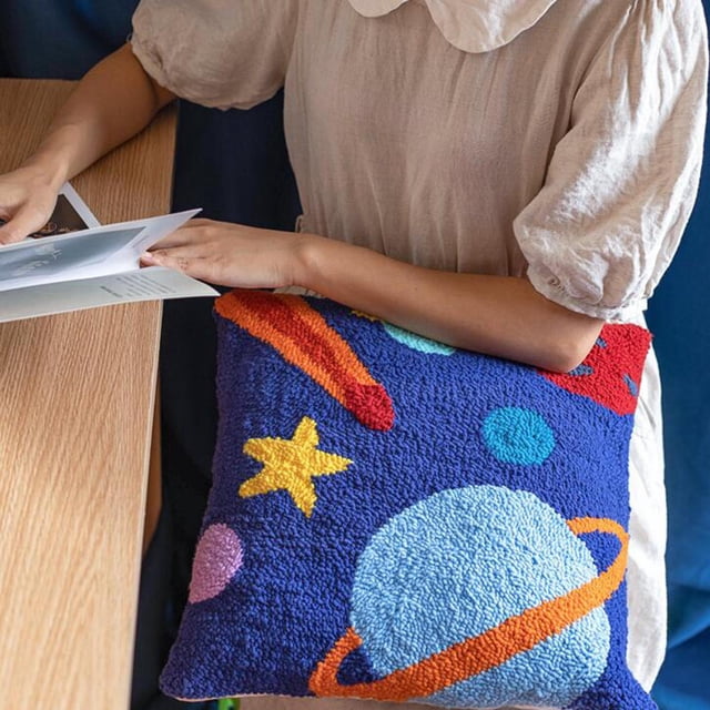 16x16 '' Throw Pillow Cover Punch s Sofá Cojín Material Hugo Material de bordado de perforación