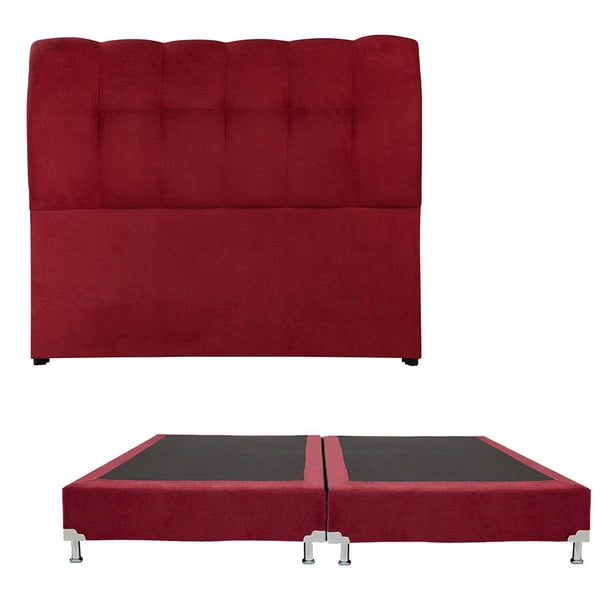 Box Base Cama King Size + Cabecera Nube Rojo