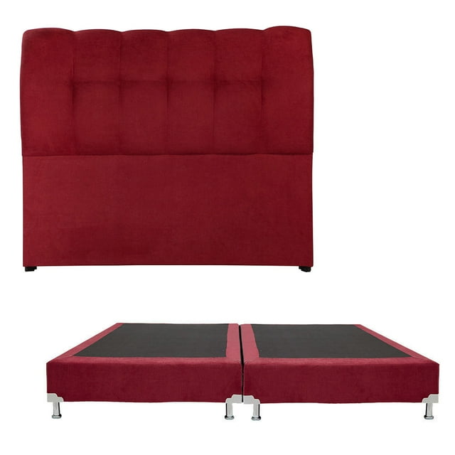 Box Base Cama King Size + Cabecera Nube Rojo