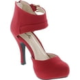 thumbnail image 7 of Qupid Trench-244 Women's round toe high heel zip closure buckle ankle straps Nubuck shoes, 7 of 7