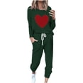 thumbnail image 1 of Pisexur Ensembles 2 Pcs pour Femmes Automne Tendance Imprimé Cœur Chandails en Molleton Col Rond Pantalons Jogger Survêtements Femmes Tenues 2 Pcs Décontractées Surdimensionnées pour Entraînement Voyage Vacances, 1 of 4