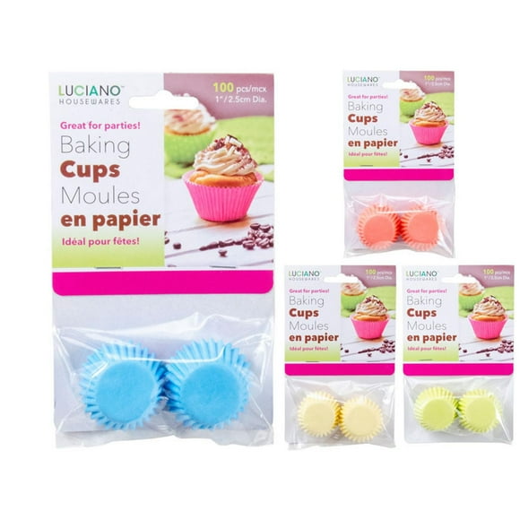 Luciano Housewares Moules à muffins en papier sulfurisé 100 pièces, multicolore, paquet de 12