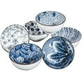 thumbnail image 2 of Set of 6 Blue and White Floral Ceramic Cereal Bowls 24oz 6 Inch Microwave Safe Salad Soup Ramen Pho Bowls for Kitchen, 2 of 8