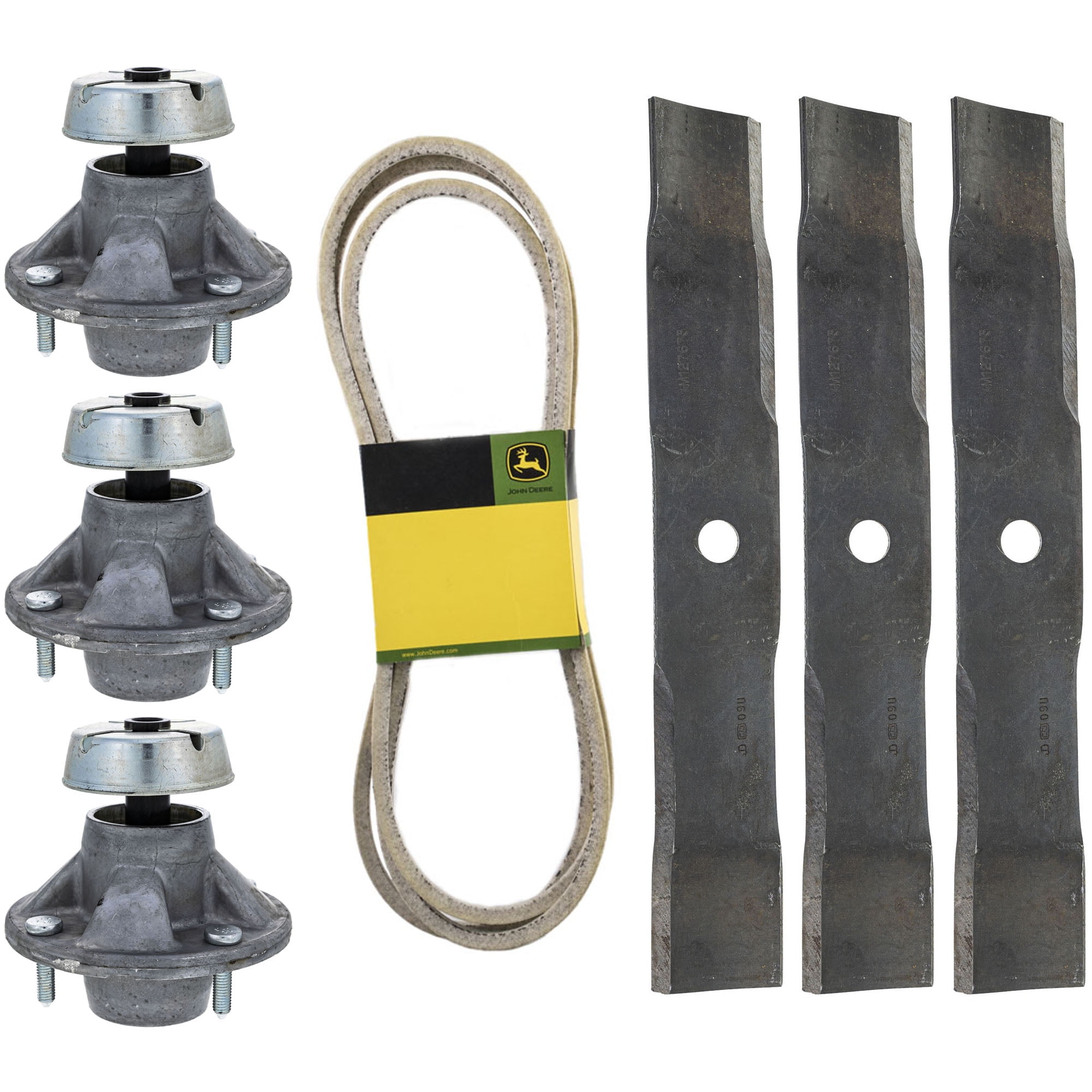 Genuine OEM Spindle Blade and Belt 3 Pack John Deere Z255 Z355E