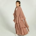 thumbnail image 3 of IBTOM CASTLE Kids Girls Muslim Abaya Dress Long Sleeve Chiffon Islamic Kaftan Robe Open Front Cardigan Prayer Dress with Hijab 13-14 Years Brown, 3 of 8