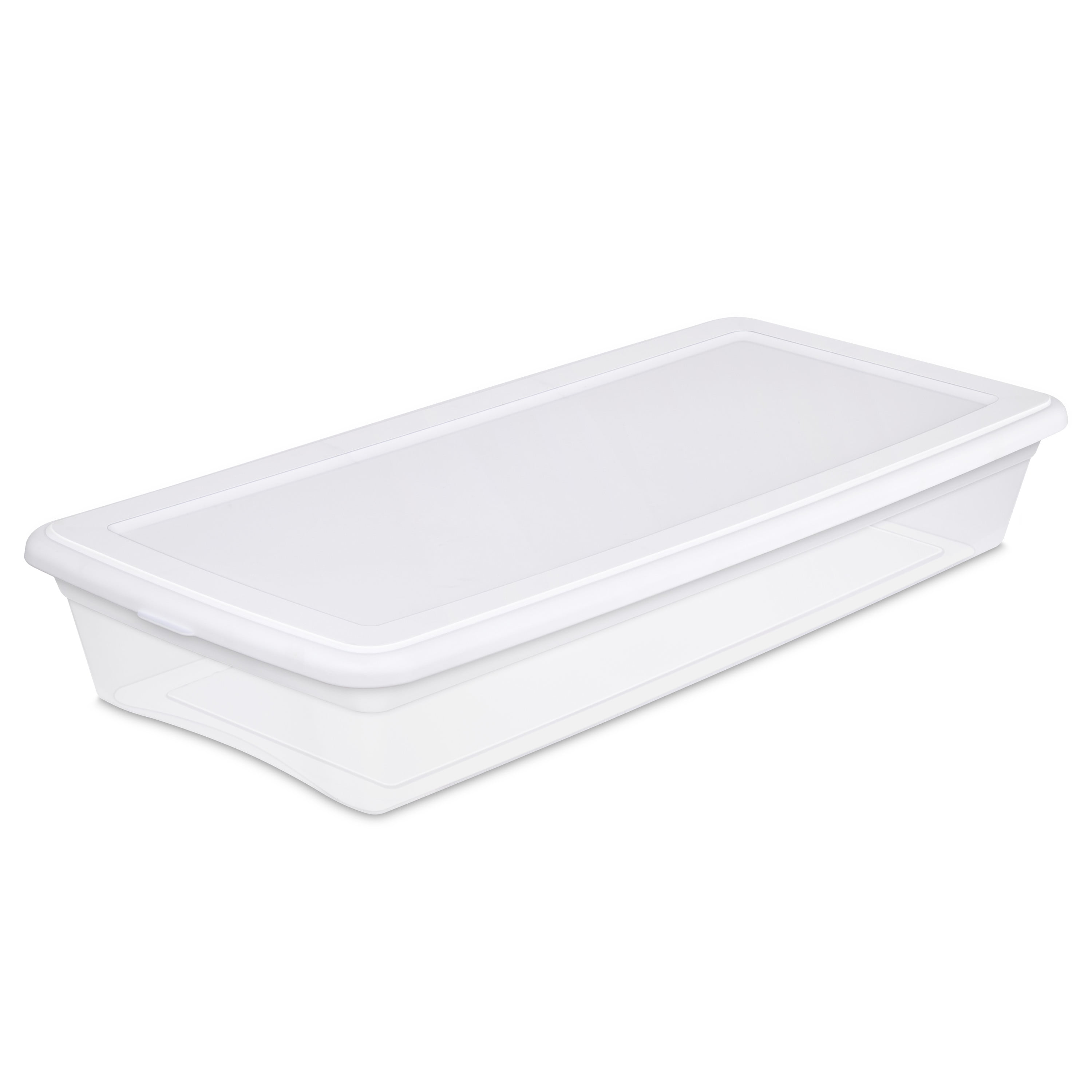 3 X UNDERBED 32 Litre LARGE Clear STORAGE BOX Clipping Lid Stackable Containers 