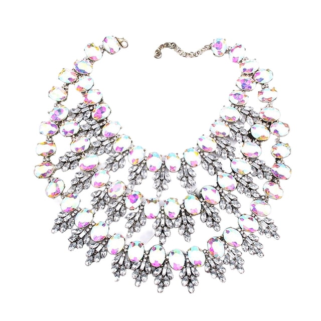 Qarigey Collar geométrico de aleación para mujer, cadenas de clavícula, collares de moda con diamantes de imitación, adornos de decoración para el Ropa, zapatos y accesorios Miscelánea Vistoso Qarigey AP014485-04