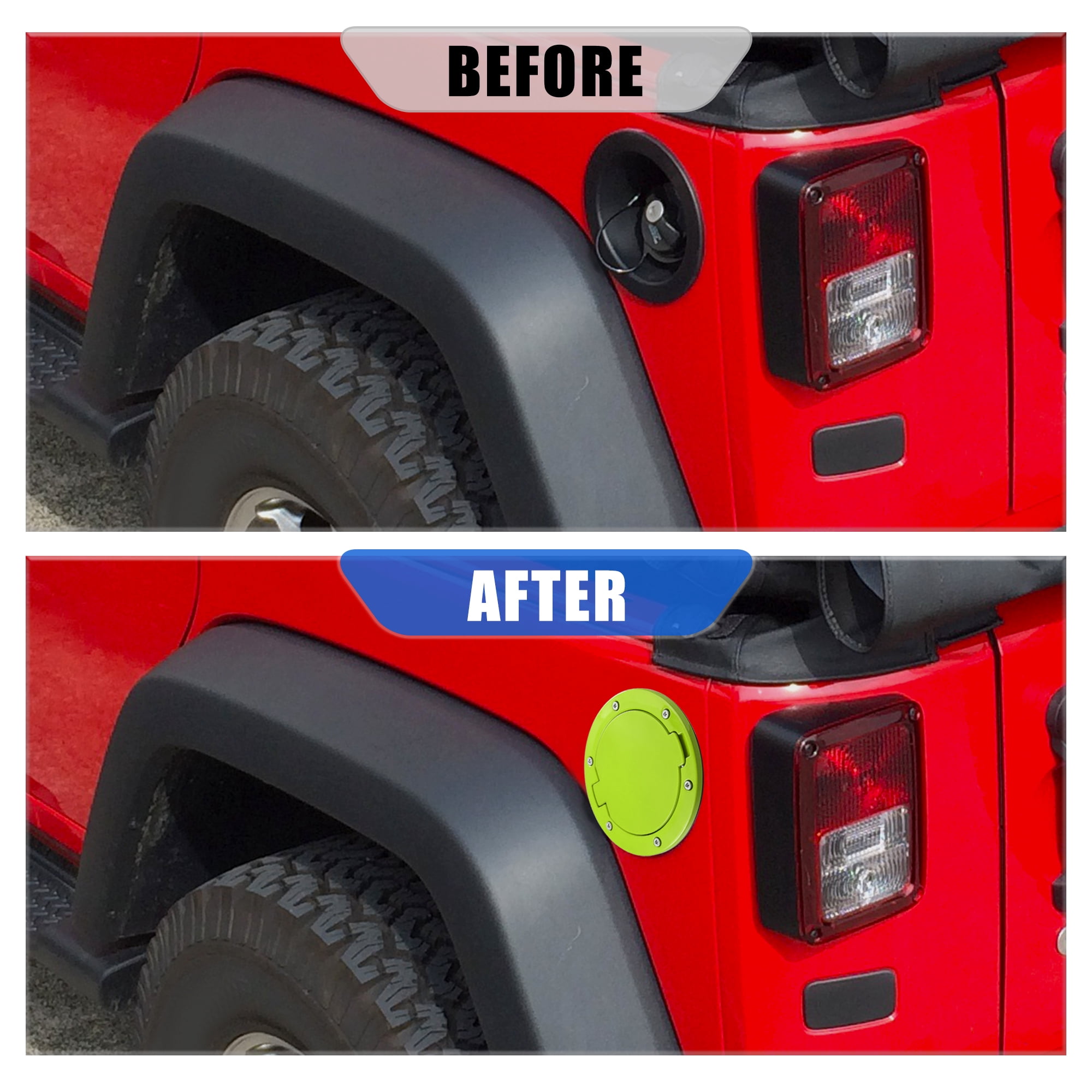 Unique Bargains Green Aluminum Alloy ABS Gas Fuel Tank Cap Cover for Jeep Wrangler 2007-2017 for Jeep Wrangler JK 2018 Locking Fuel Filler Cover Accessories