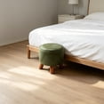 thumbnail image 4 of Leather Footrest, Thickened Foam Upholstered Seat, Wooden Legs, Under Desk Shoe Bench Small Bench for Living Room Dining Room,11''x10'', 4 of 7