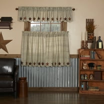 VHC Brands Abilene Star 3 PC Tan Curtain Set (1 Valance 16x72 and 2 Tier 36x36)