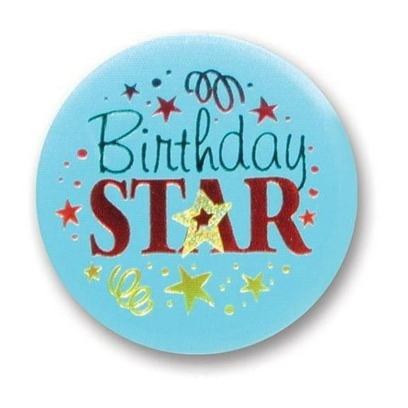 6 Pack Beistle Birthday Star Satin Button