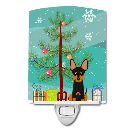 

Caroline s Treasures BB4234CNL Merry Christmas Tree English Toy Terrier Ceramic Night Light 6x4x3 multicolor