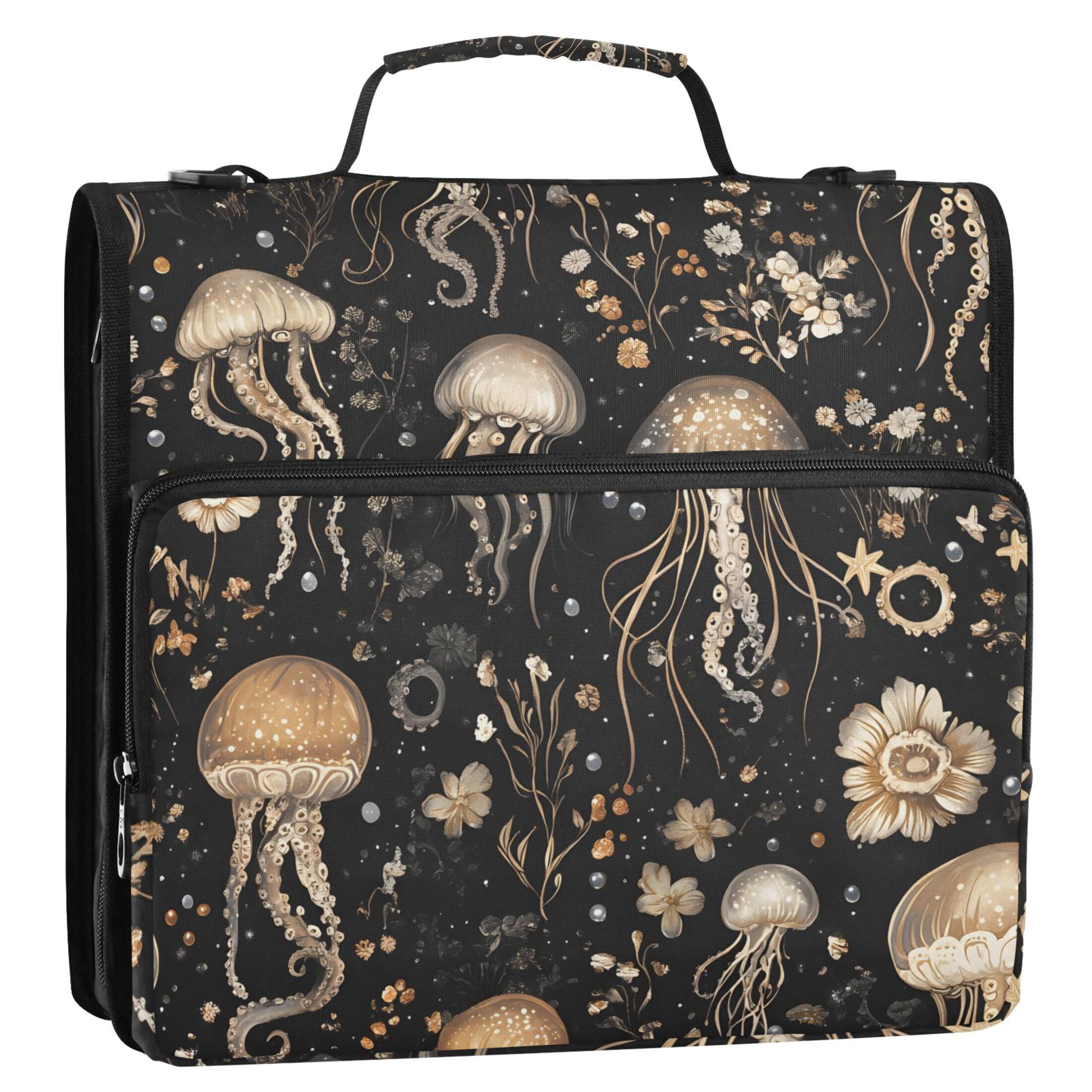 ALAZA Zipper Binder Jellyfish Pattern 3 Ring Trapper Keeper File Folder Organizer Bag