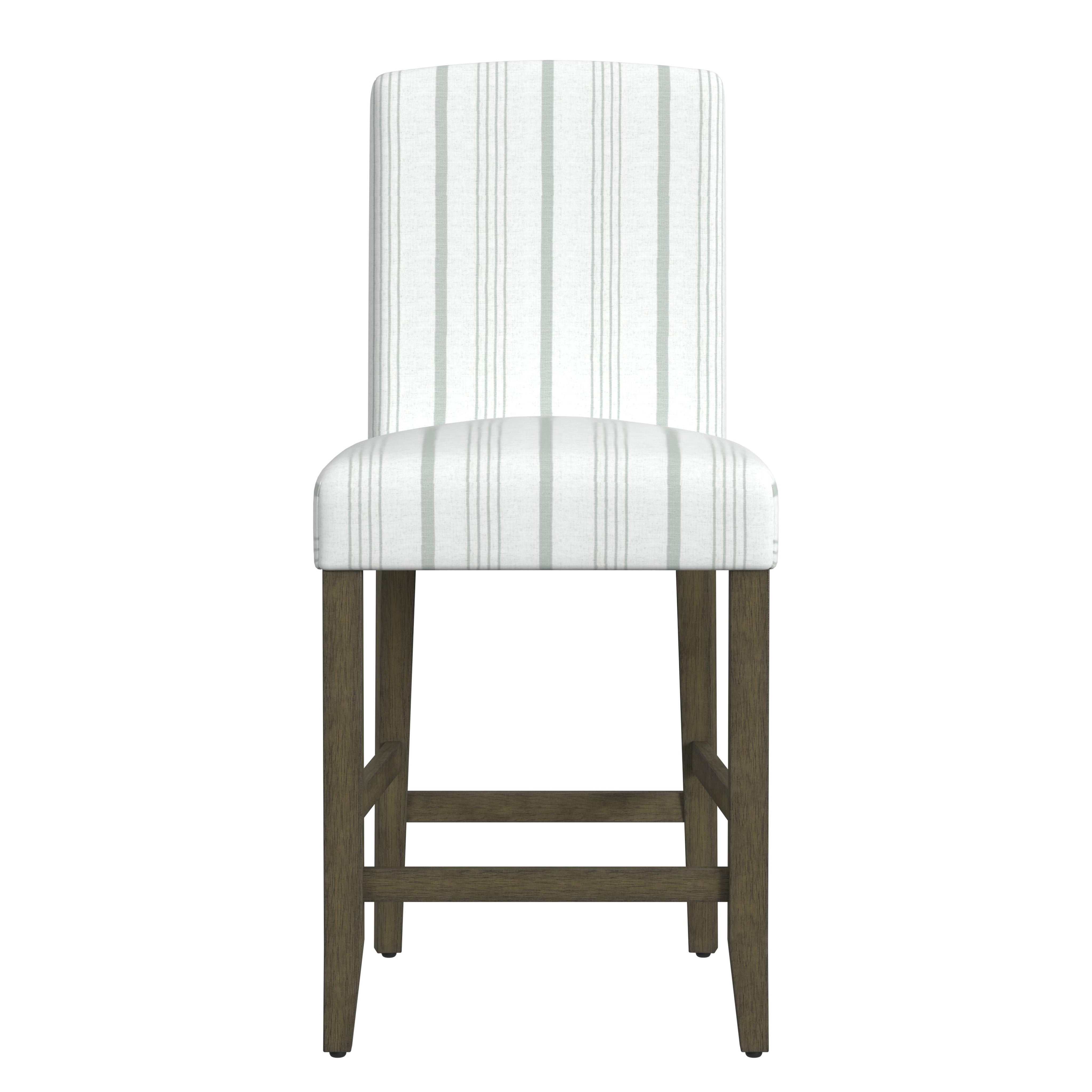 HomePop 24" Indoor Curved Back Upholstered Counter Stool, Dove Gray Stripe