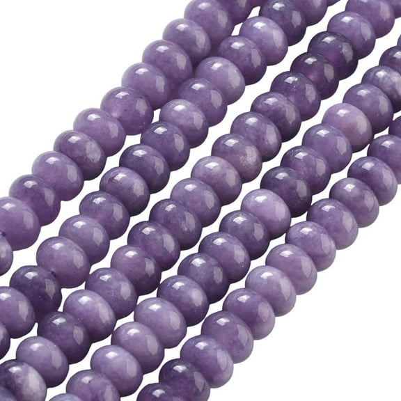 1 Box 2 Strands 148PCS Dark Purple Natural White Jade Dyed Beads with Hole Abacus Disk Gemstone Rondelle Stone Smooth Loose Spacer Charms Bead