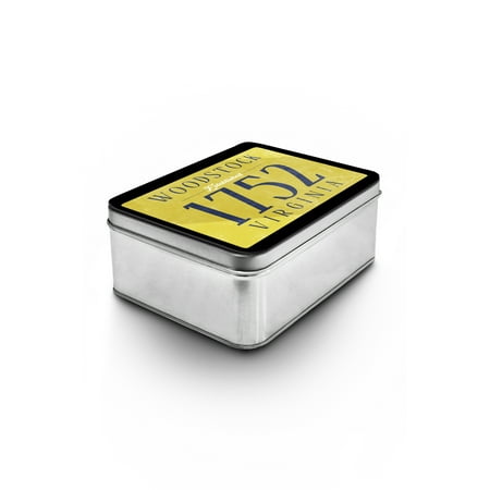 Woodstock Dates Woodstock, Virginia - Establish Date (Blue on Yellow) - Lantern Press Artwork (Keepsake Tin) ()