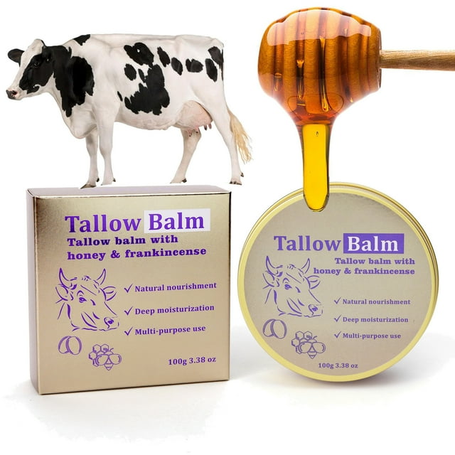 Pisexur Belleza Maquillaje Bálsamo de sebo de res para la piel. Bálsamo de sebo de res como crema hidratante para el rostro. Loción de sebo de res natural para la piel. 100para mujeres y hombres