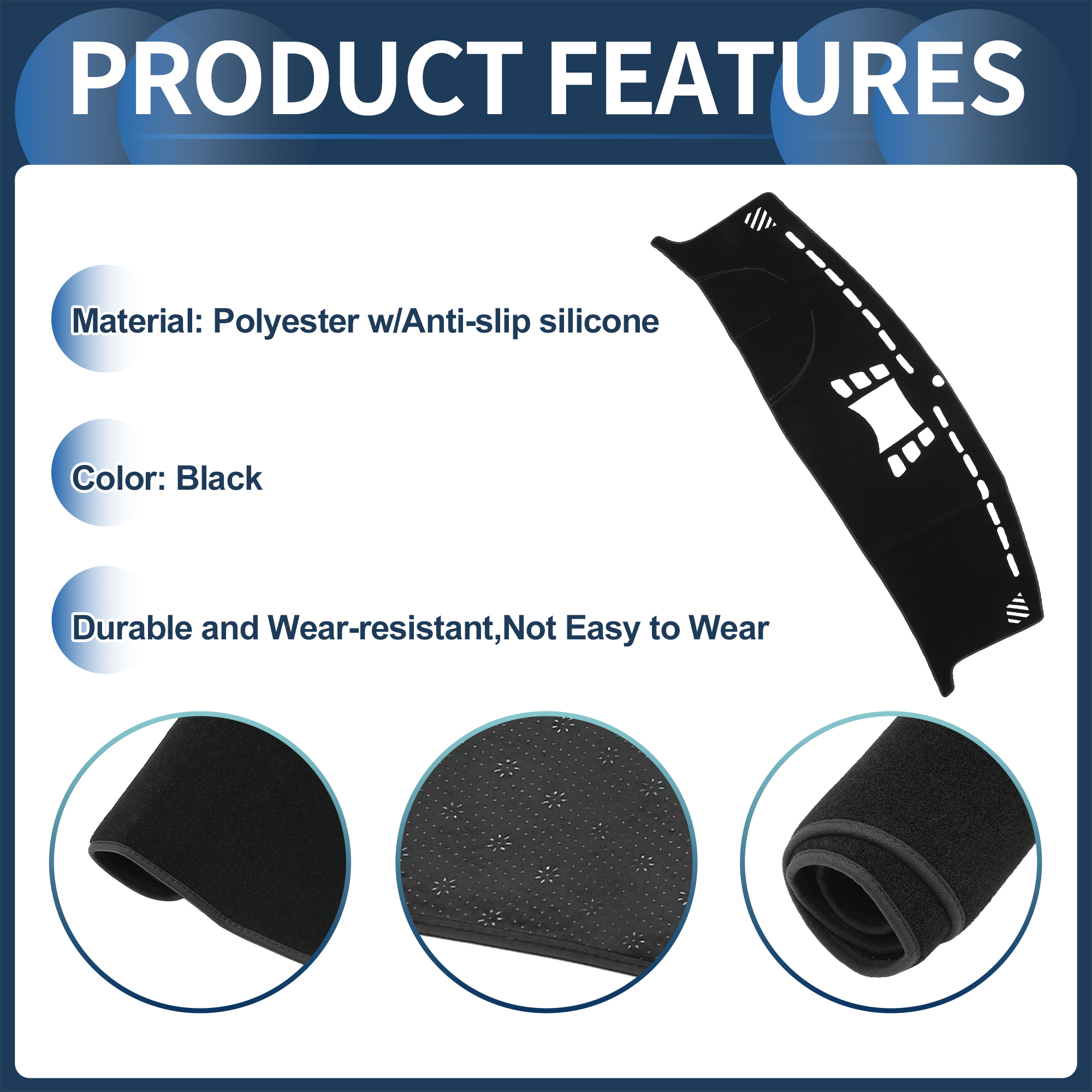 Unique Bargains Dash Cover Non-Slip Dashboard Carpet Mat for Porsche Panamera 2010-2016