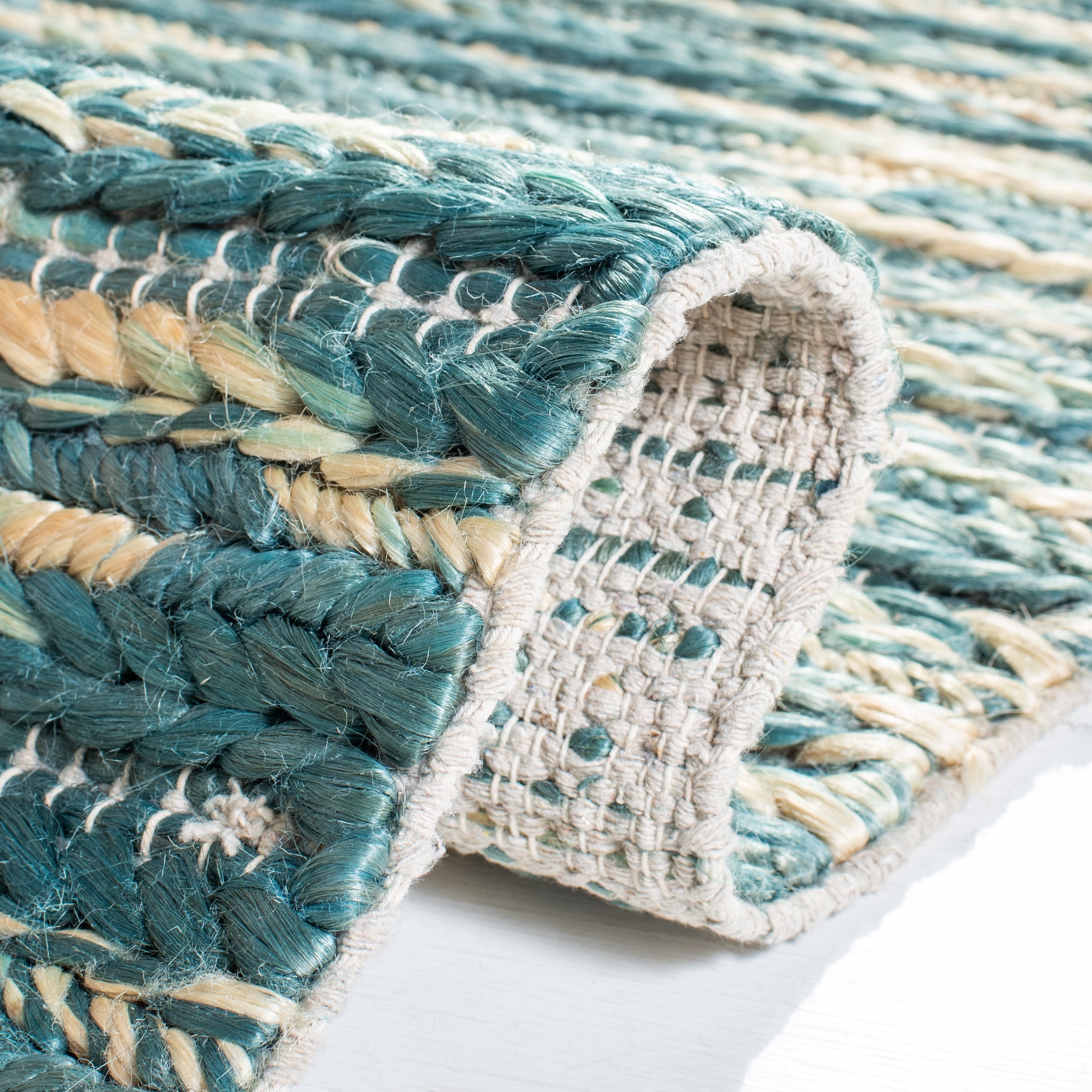 SAFAVIEH Natural Fiber Kaeden Abstract Runner Rug, Dark Green/Natural, 2'3" x 8'