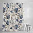 thumbnail image 3 of Vintage Blue Blossom Flower Art Shower Curtain for Bathroom, Floral Leaves on Burlap Waterproof Shower Curtains Washable Quick Dry with Hooks Bathtub Curtains 72x72IN, 3 of 9