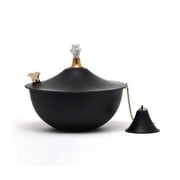 Legends Direct Maui Premium Metal Tabletop Torches Outdoor, Tiki Style /w Snuffer, Fiberglass Wick & Large 32oz Oil Lamp for Deck, Patio, Lawn (Smooth Black)