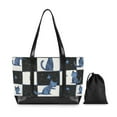 thumbnail image 7 of FORMRS Canvas Laptop Tote Bag for Women with 15.6" Computer Compartments Shoulder Handbag, Blue Cat Stars, 7 of 7