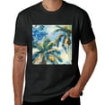thumbnail image 2 of Wuche  Palm Trees, Hawaii Sunset Ocean Beach, Shirt Design Art Exhibition, T-shirt Children's Gift Leisure Breathable Men, Women, Boys and Girls Black, 2 of 4