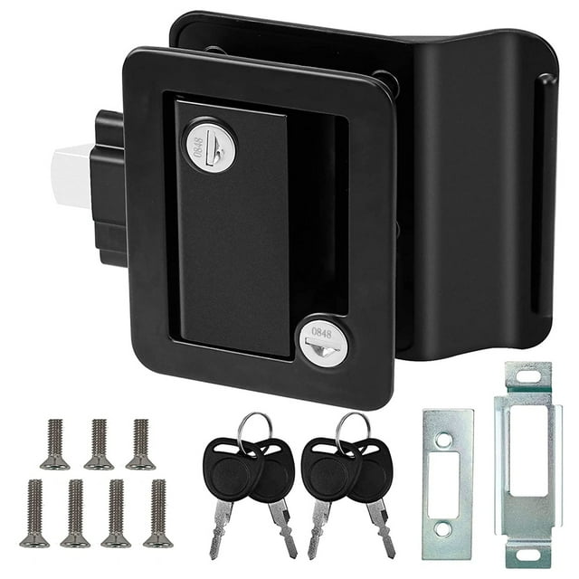 RV Travel Trailer Entry Door Lock, Door Latch with Paddle Deadbolt, RV Handle for Cargo Hauler Horse Trailer Truck