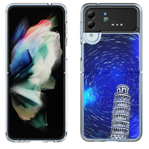 Shockproof Bumper Phone Case for Samsung Galaxy Z Flip 4 5G, by OneToughShield ® - Tower of Pisa