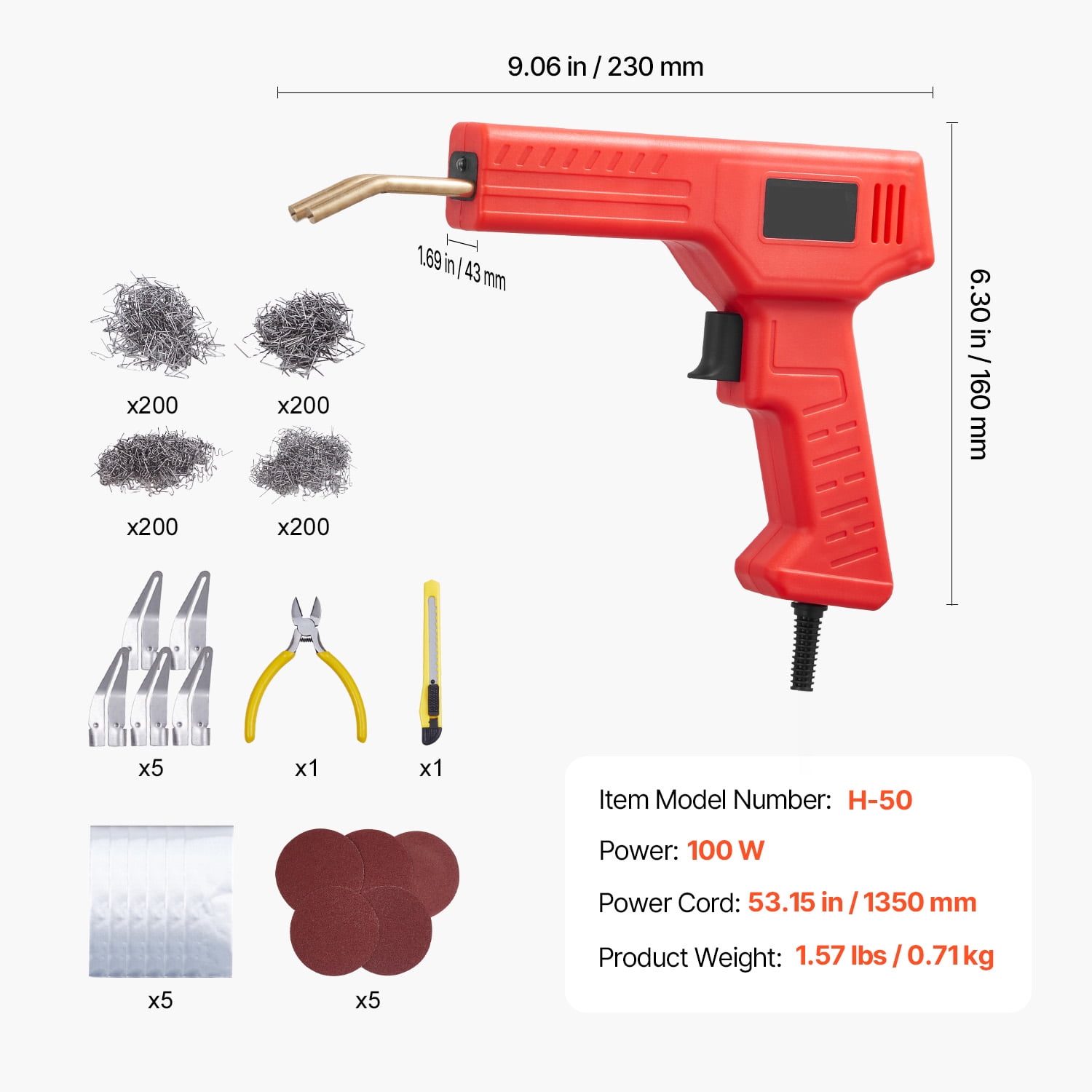 KFFKFF Polymer Fusion Tool, 100W Polymer Fusion Apparatus with 800 Hot Fasteners, Expert Hot Fastener Fusion Apparatus, Polymer Auto Fender Restoration Set with LED Illumination for Canoe, Playthings