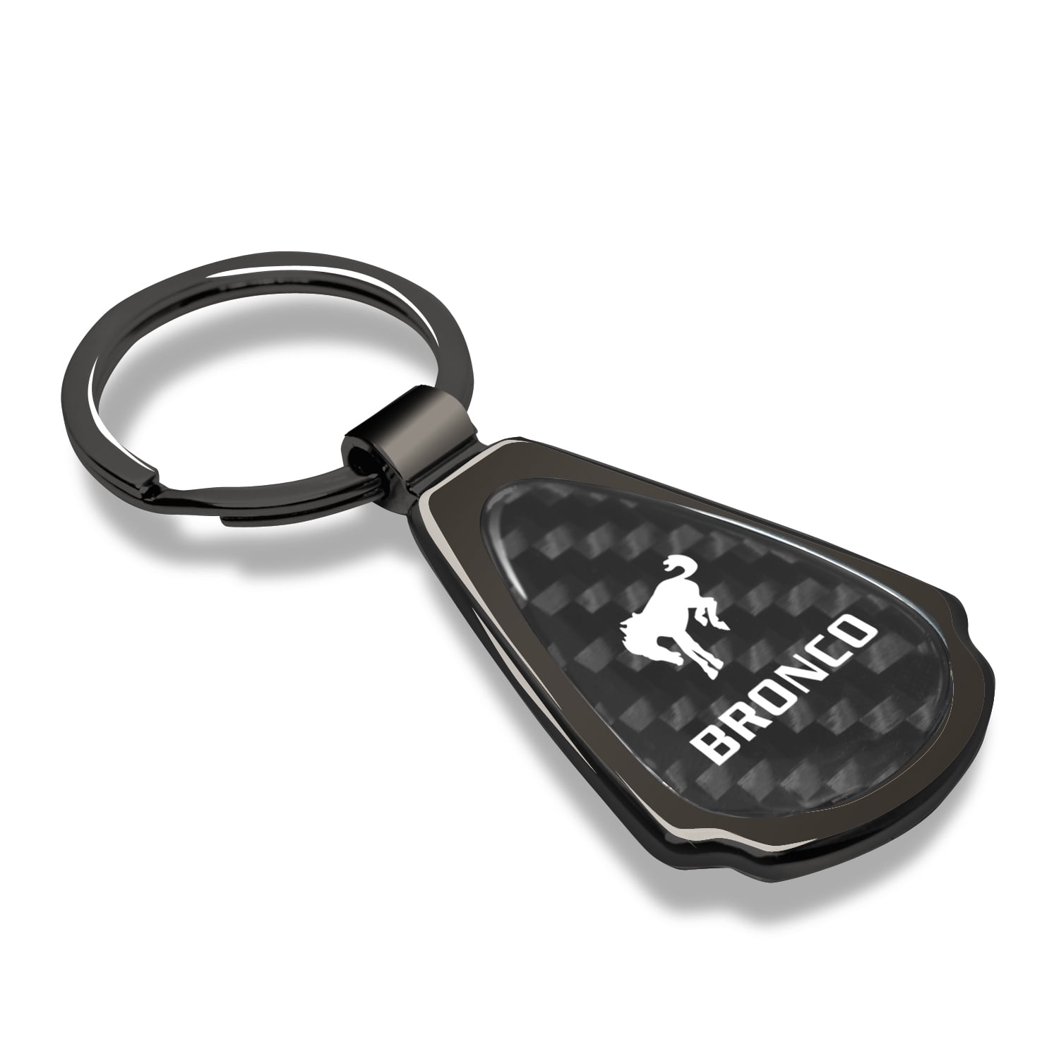 Ford Bronco Real Black Carbon Fiber Gunmetal Black Metal Teardrop Key Chain