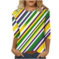 thumbnail image 2 of Mardi Gras Shirt Women Plus Size Cute Graphic Crew Neck Funny Tee Tops Casual Trendy 3/4 Sleeve Party Carnival Pullover Holiday New-Orleans Tunic Shirts, 2 of 6