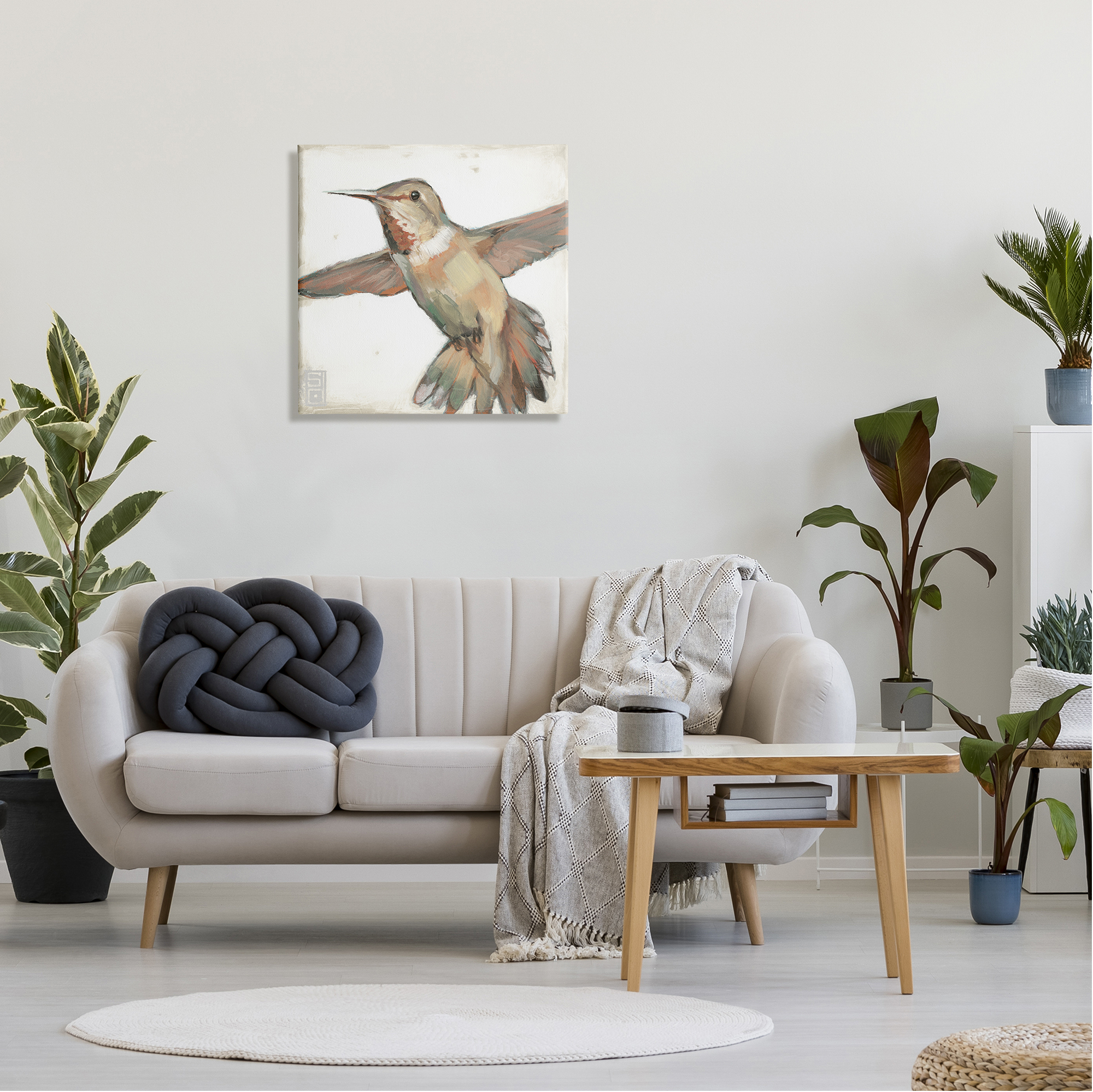 Stupell Industries Muted Hummingbird Portrait Animals Painting Wrapped Canvas Canvas Art Print Wall Art, 24 x 24