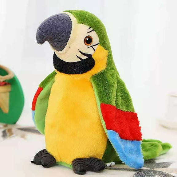 Talking Macaw Parrot Repeat What You Say Stuffed Animal Plush Toy Electronic Record Animated Bird Shake Wings Speaking Parrot Pet Plush Interactive Toys for Kids Boys Girls Christmas Birthday Gift