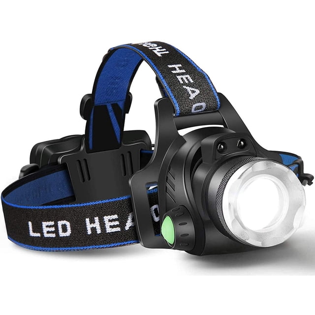 Linterna frontal, lámpara de cabeza LED recargable por USB, linterna frontal impermeable T6 con 4 modos y diadema ajustable, perfecta para acampar, caminar, cazar Ormromra WMZL-1529