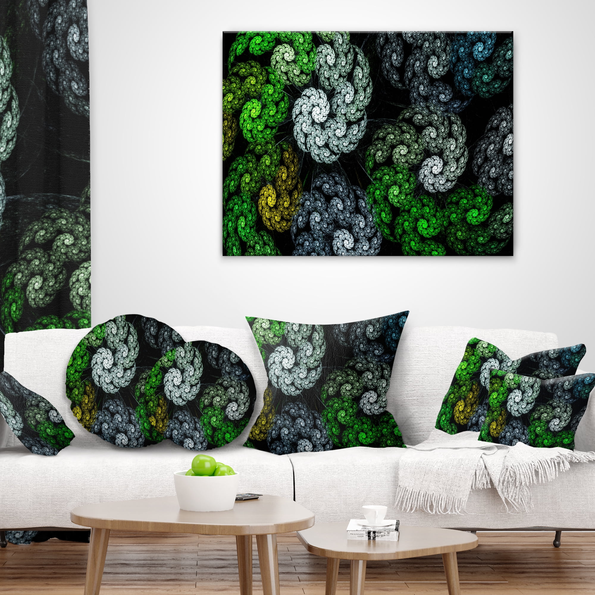 Designart Bright Exotic Spiral Flowers - Abstract Throw Pillow - 16x16