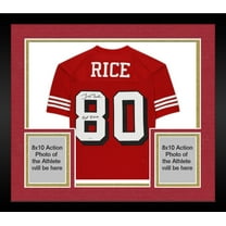 Framed Jerry Rice San Francisco 49ers Autographed Red Mitchell & Ness Authentic Jersey with "HOF 2010" Inscription - Fanatics Authentic Certified