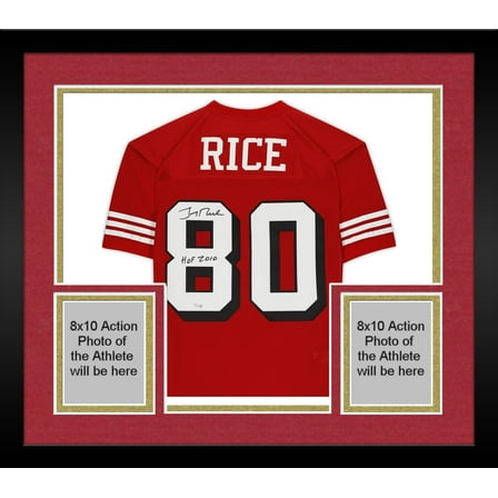 Framed Jerry Rice San Francisco 49ers Autographed Red Mitchell & Ness Authentic Jersey with "HOF 2010" Inscription - Fanatics Authentic Certified