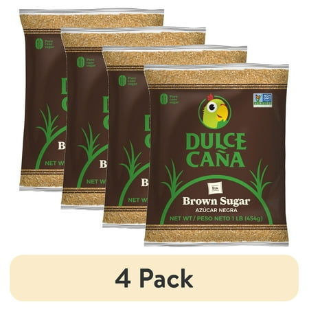 (4 pack) Dulce Cana Pure Cane Brown Sugar, 1lb (454g), No Additives or Preservatives, Allergen-Free
