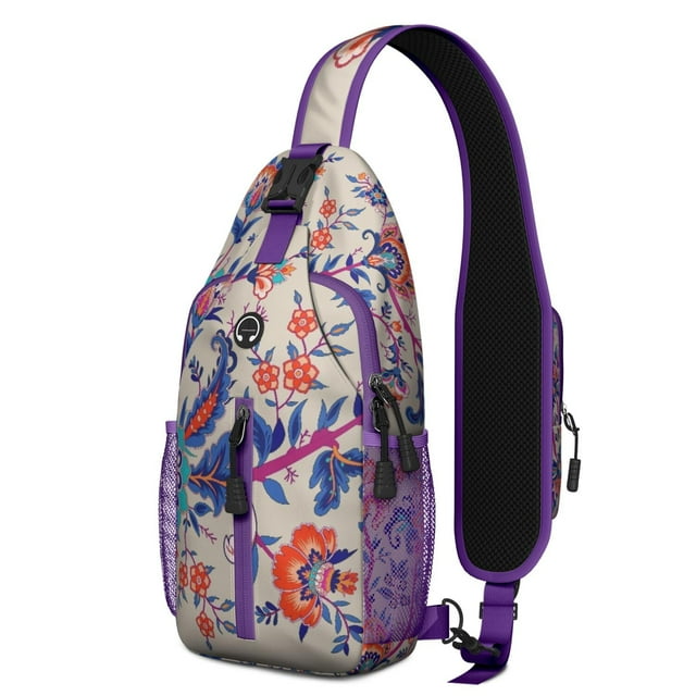 Sac à Bandoulière Chic Bohème – Sac à Dos Vintage Floral, Sac de Voyage Léger avec Sangle Réglable et Design Multi-Poches