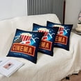 thumbnail image 4 of Vintage Cinema Movie Theater Throw Pillow Covers 18"x18" Set of 2 Soft Movie Theater Popcorn Blue Cushion Covers for for Couch Sofa Cinema Poster Decorative Pillowcases Outdoor Pillows Covers, 4 of 6