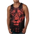 thumbnail image 2 of Mens Tank Top Summer Sleeveless Lion Graphic Tees Muscle Gym Casual Workout Running Comfortable Lightweight Vest Red XXXL, 2 of 5