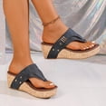 thumbnail image 5 of Dakaela Women's Cork Footbed Flip Flops Wedge Platform Thong Sandals with Arch Support Comfortable Casual Summer Beach Slides Size 6-10 Blue, 5 of 9
