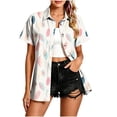thumbnail image 2 of Juesizh Hawaiian Shirts for Women Plus Size Summer Tops Trendy Casual Button Down Casual Print T Shirts, S-5XL, 2 of 6
