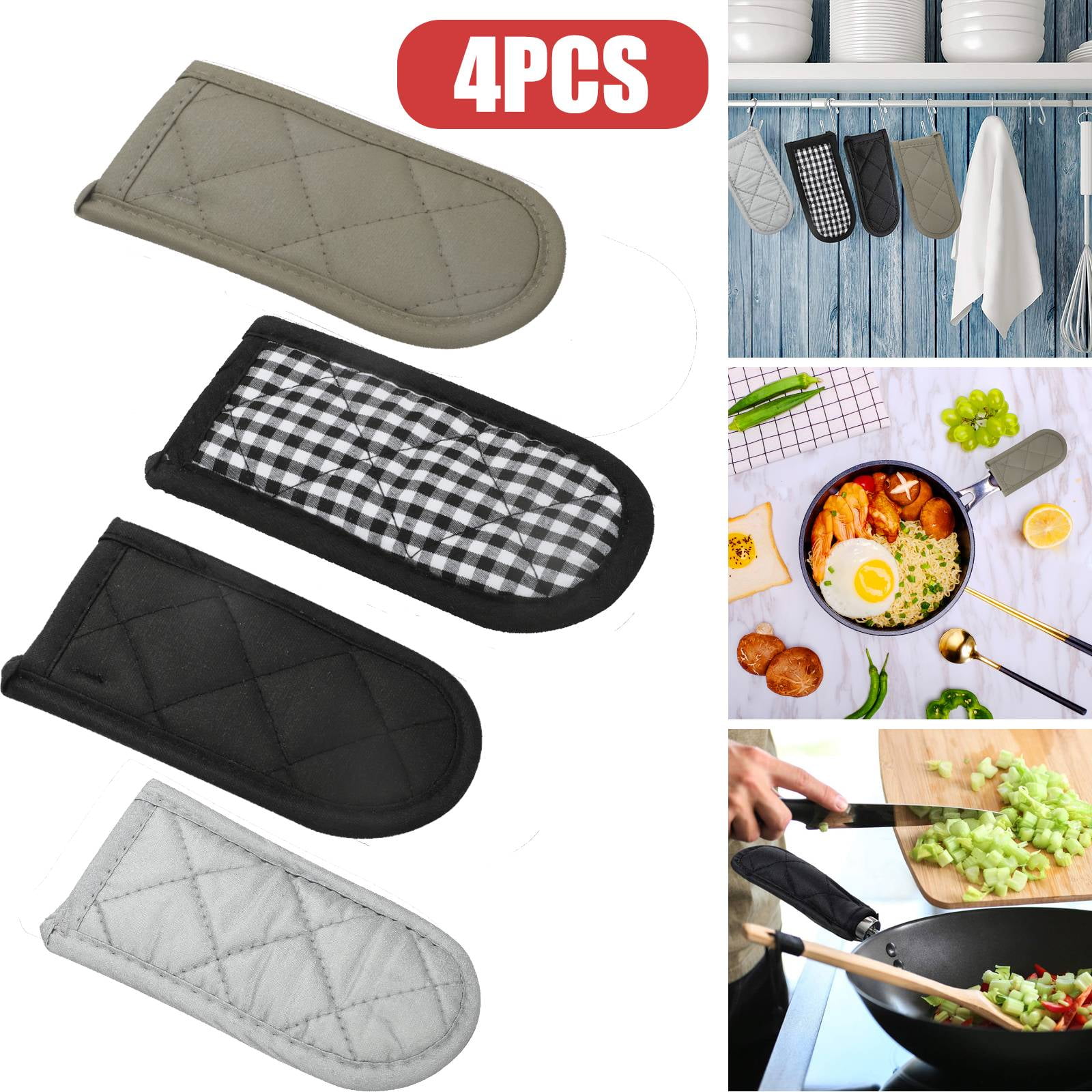 4Pcs Silicone Pot Holder Cast Iron Hot Skillet Handle Cover Pan Sleeves Kitchen 
