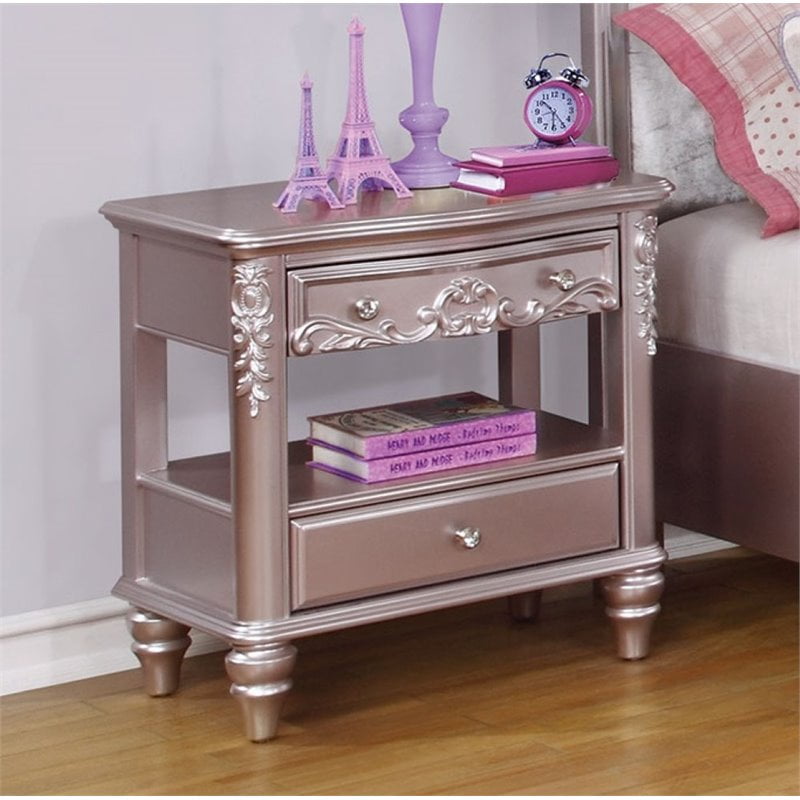 Photo 1 of ***Parts Only***Coaster Caroline 1 Drawer Nightstand in Metallic Lilac