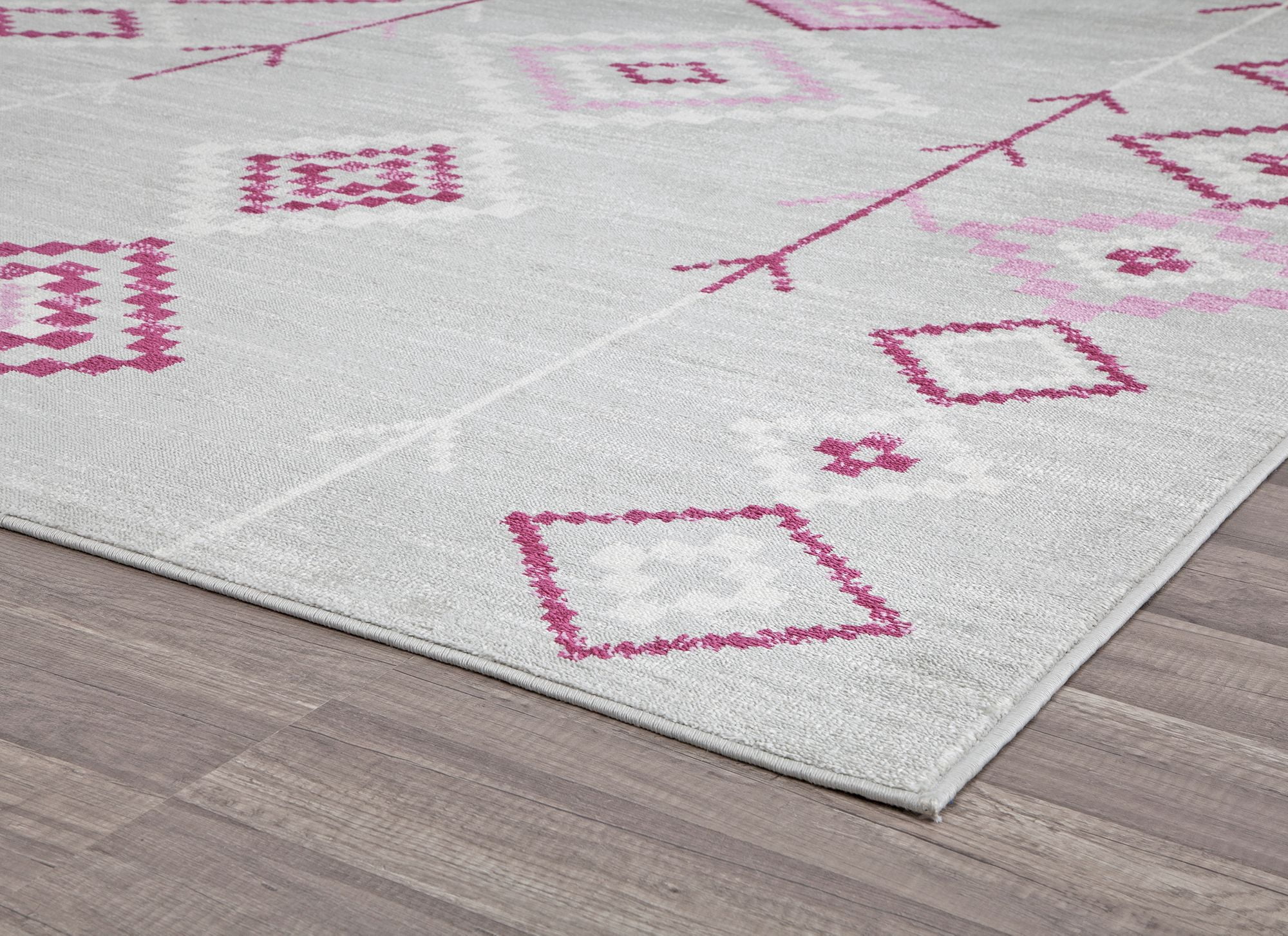 Soleil BR15M Native Fushchia Tribal Moroccan gray Area Rug, 2'x4'