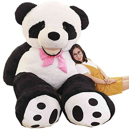 trendsmall 4ft Giant Panda Bear Stuffed Animal Toys with Ribbon Plush