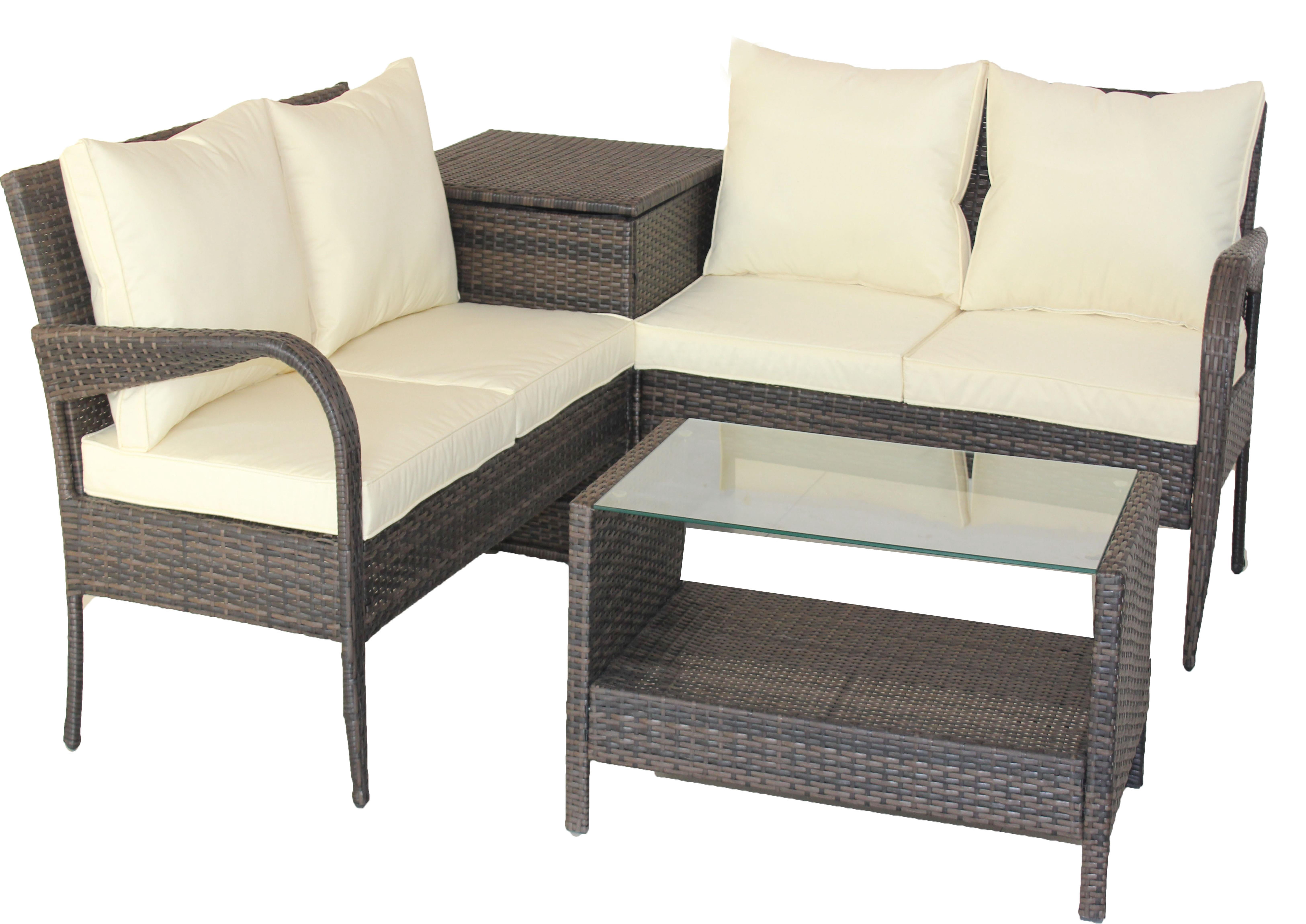 UBesGoo 4 Piece Patio Sectional Wicker Rattan Outdoor Furniture Sofa