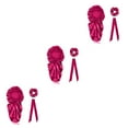 thumbnail image 3 of Conjunto de 3 piezas Cateissary Gorro de Dormir de Satén Rosa Roja, 3 of 6